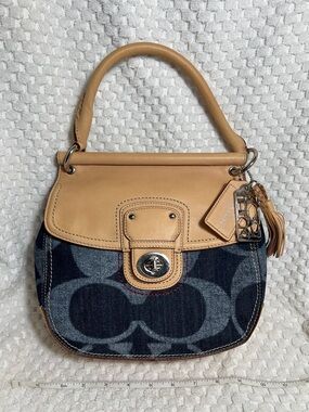 Coach New Willis Legacy Striped Lining Denim w/Vachetta Leather China Exclusive